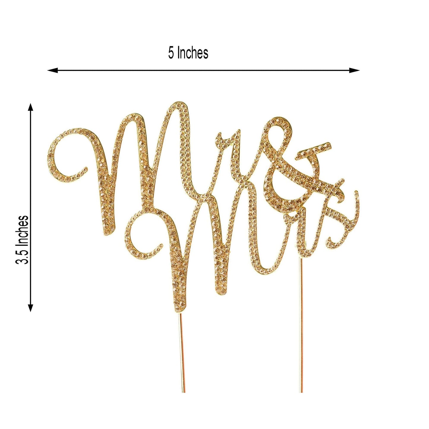 8" Mr & Mrs Gold Rhinestone Cake Topper