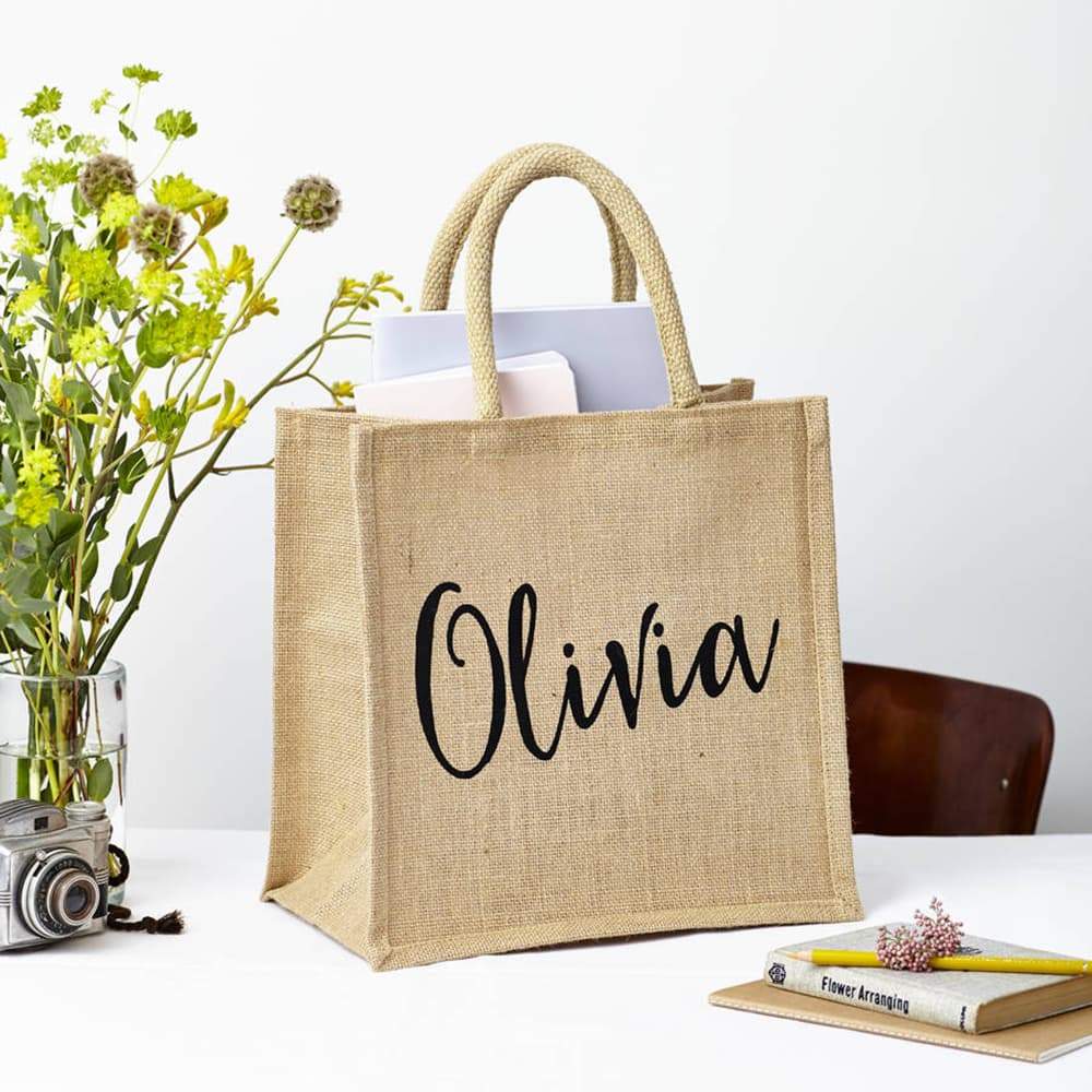 Personalized Wedding Burlap Tote