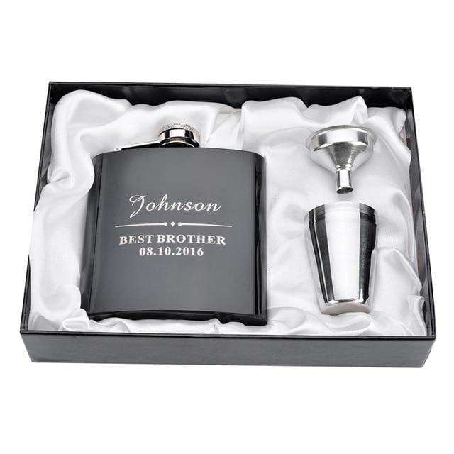 Personalized Engraved 6oz Flask Set
