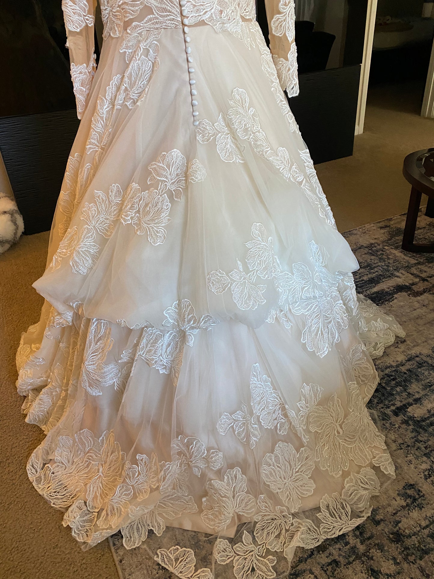 The Willow Dress-Luxury Beaded Lace Long Sleeve Champagne Wedding Dress