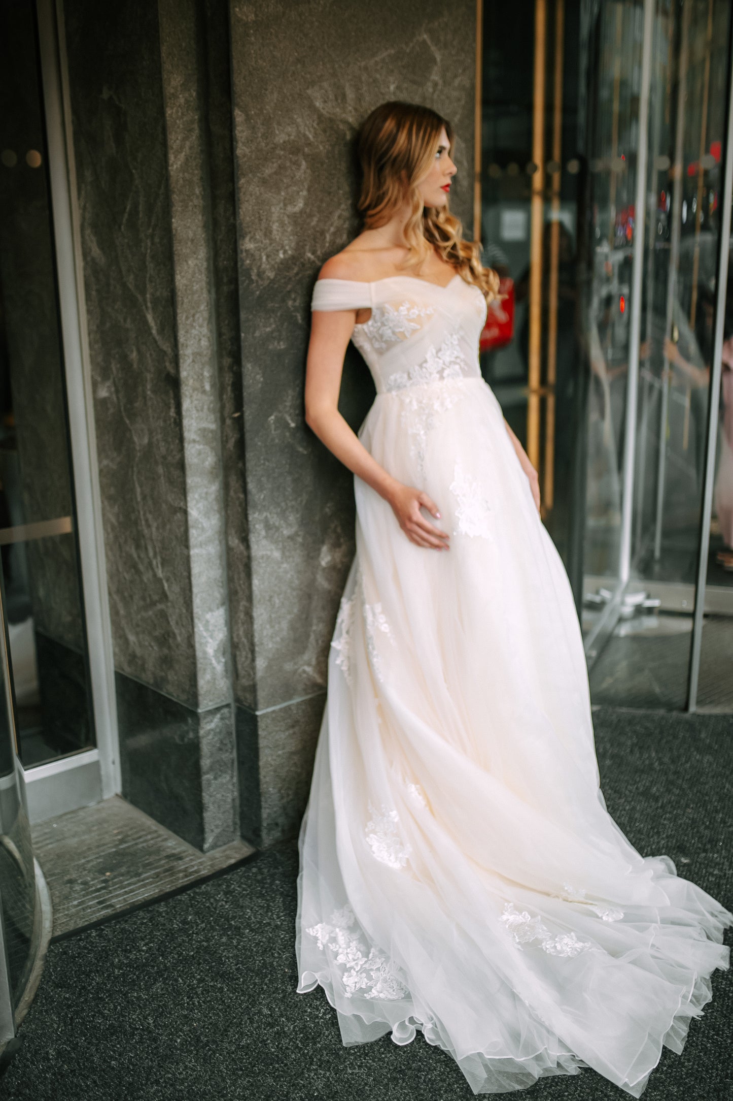 Ivory Chiffon Wedding Gown -'The Pearl"