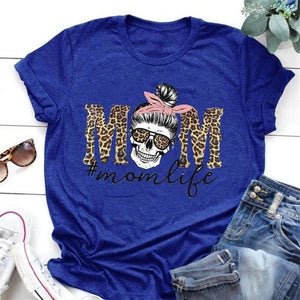 Mom Life Leopard Skull T-Shirt