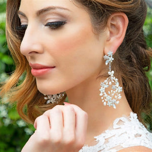 Floral dangle wedding earrings