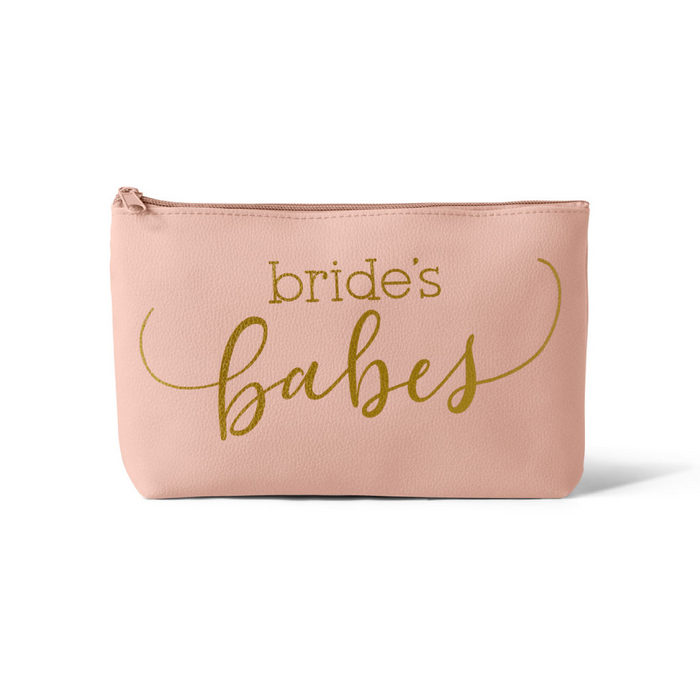 Blush Pink Bride's Babes Makeup Bag in Faux Leather