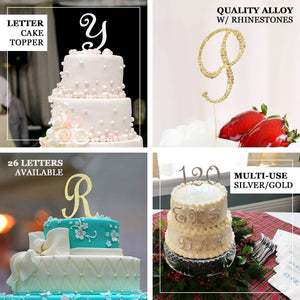 4" Gold Rhinestone Letter Cake Toppers