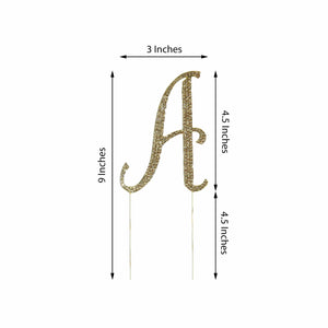 4" Gold Rhinestone Letter Cake Toppers