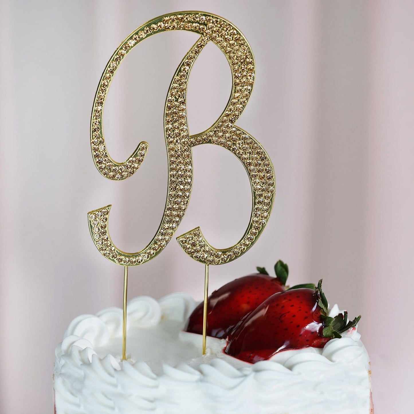 4" Gold Rhinestone Letter Cake Toppers