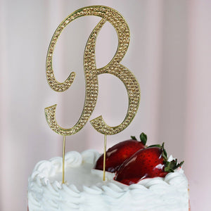 4" Gold Rhinestone Letter Cake Toppers