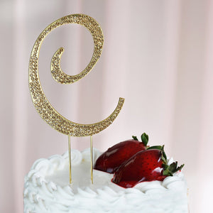 4" Gold Rhinestone Letter Cake Toppers