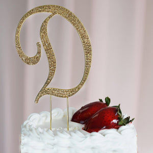 4" Gold Rhinestone Letter Cake Toppers