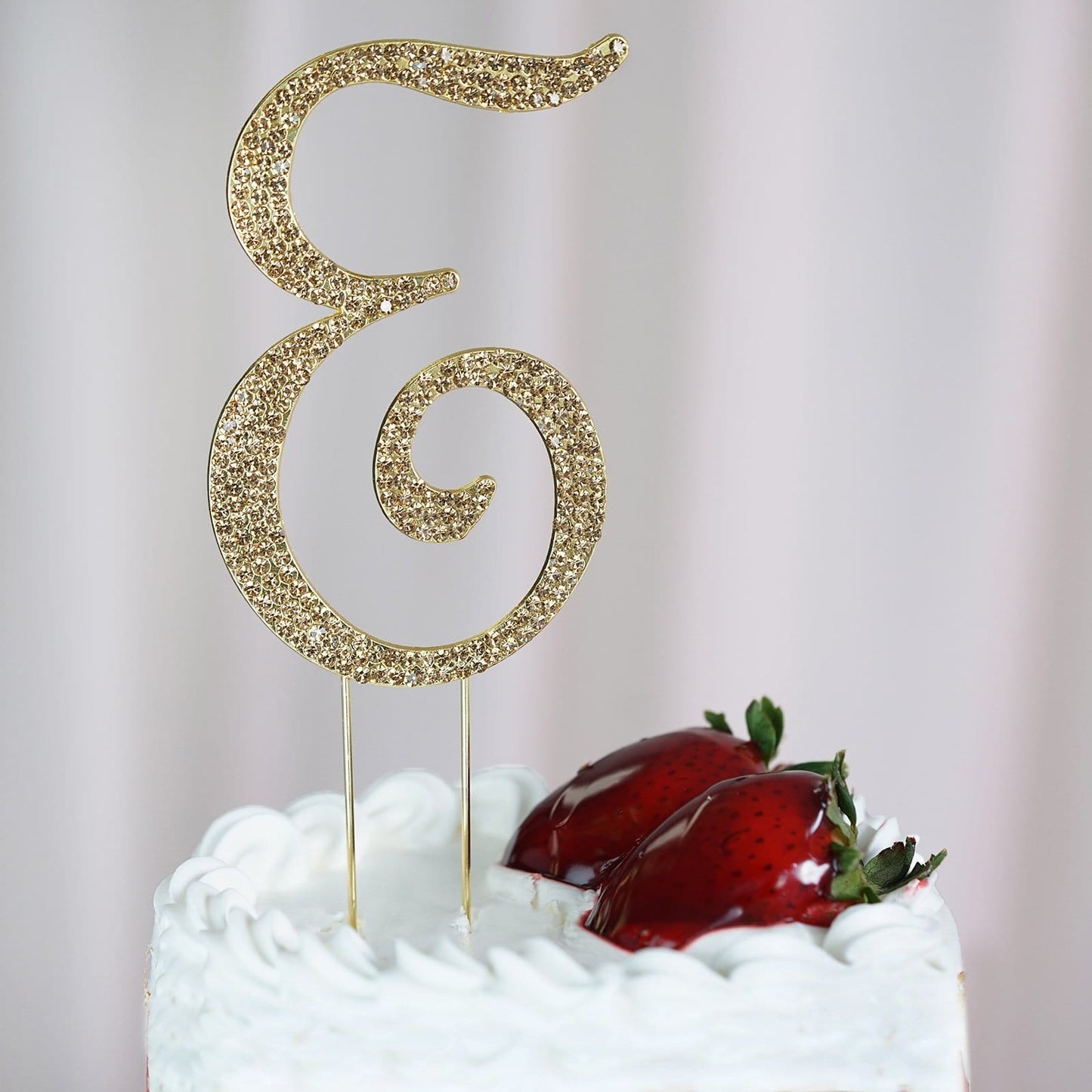 4" Gold Rhinestone Letter Cake Toppers