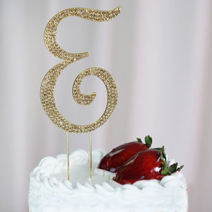 4" Gold Rhinestone Letter Cake Toppers