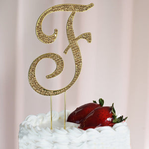 4" Gold Rhinestone Letter Cake Toppers