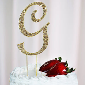 4" Gold Rhinestone Letter Cake Toppers