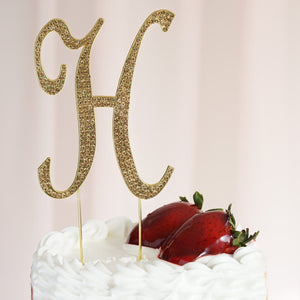 4" Gold Rhinestone Letter Cake Toppers