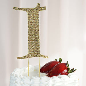 4" Gold Rhinestone Letter Cake Toppers