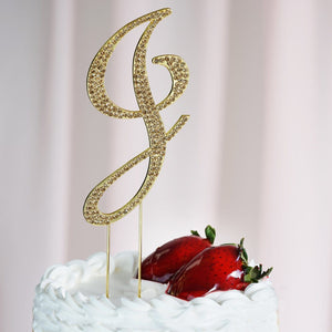 4" Gold Rhinestone Letter Cake Toppers