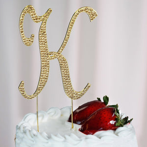 4" Gold Rhinestone Letter Cake Toppers