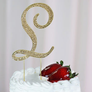 4" Gold Rhinestone Letter Cake Toppers