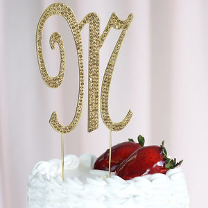 4" Gold Rhinestone Letter Cake Toppers