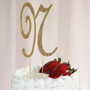 4" Gold Rhinestone Letter Cake Toppers