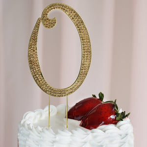 4" Gold Rhinestone Letter Cake Toppers
