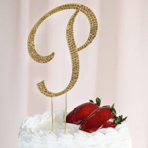 4" Gold Rhinestone Letter Cake Toppers