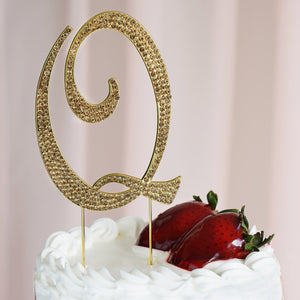 4" Gold Rhinestone Letter Cake Toppers