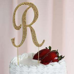 4" Gold Rhinestone Letter Cake Toppers