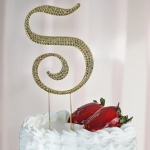 4" Gold Rhinestone Letter Cake Toppers