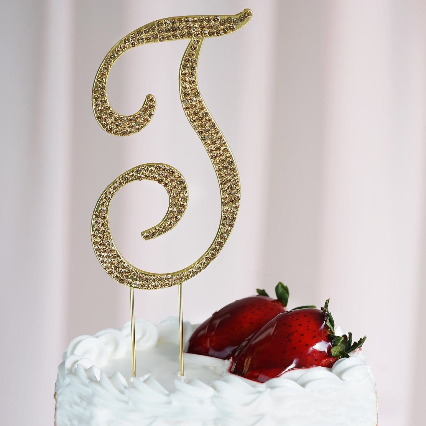 4" Gold Rhinestone Letter Cake Toppers