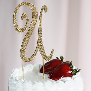 4" Gold Rhinestone Letter Cake Toppers
