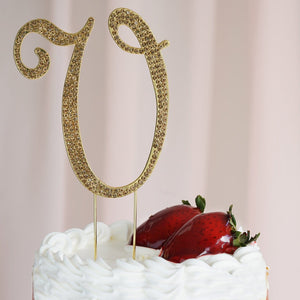 4" Gold Rhinestone Letter Cake Toppers