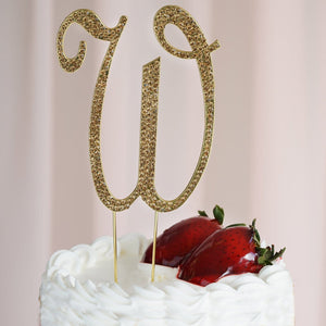 4" Gold Rhinestone Letter Cake Toppers