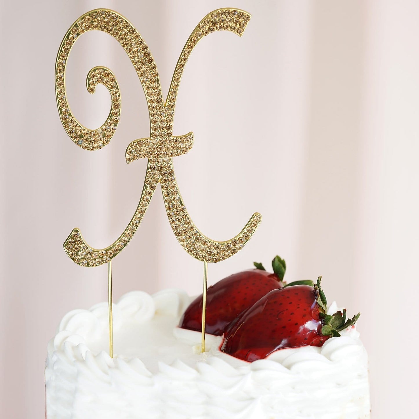 4" Gold Rhinestone Letter Cake Toppers