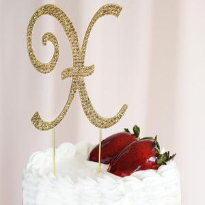 4" Gold Rhinestone Letter Cake Toppers
