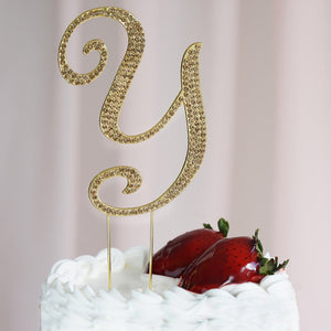 4" Gold Rhinestone Letter Cake Toppers