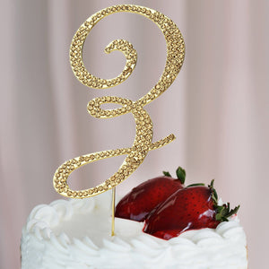 4" Gold Rhinestone Letter Cake Toppers