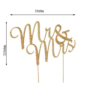 8" Mr & Mrs Gold Rhinestone Cake Topper