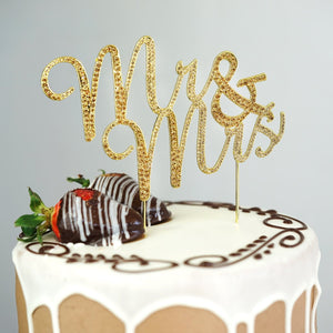 8" Mr & Mrs Gold Rhinestone Cake Topper