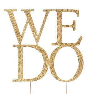10" WE DO Gold Rhinestone Monogram Cake Topper