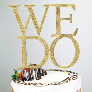10" WE DO Gold Rhinestone Monogram Cake Topper