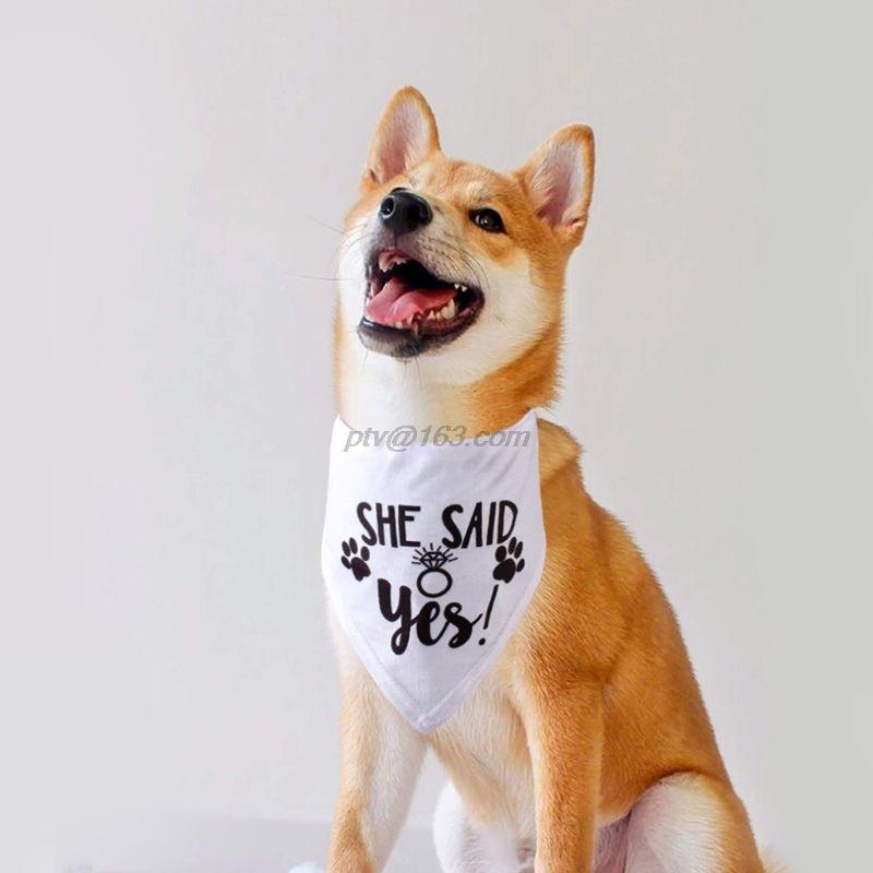 Dog Wedding Bandana My Humans are Getting Married She Said Yes Pet Triangle Bib Scarf Neckerchief Engagement Announcemet|Dog Accessories|