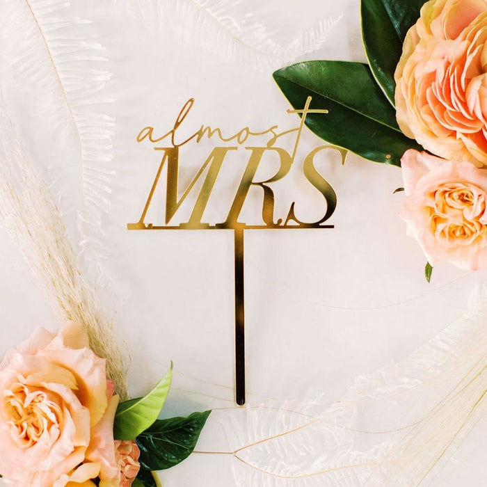 5" Glam Almost Mrs Cake Topper, Acrylic