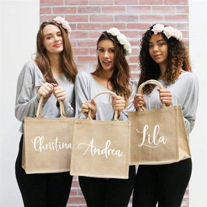 Personalized Wedding  Burlap Tote