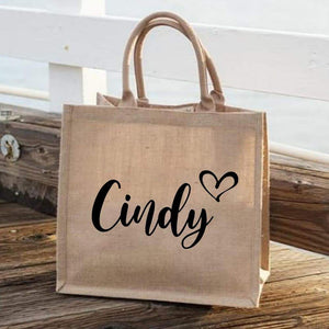 Personalized Wedding  Burlap Tote