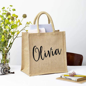 Personalized Wedding  Burlap Tote