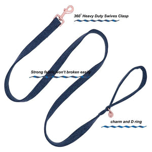 Black Cotton Dog Collar Bow Leash Set