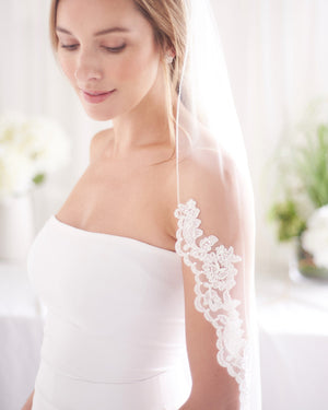 1 Layer Sasha Lace & Beaded Wedding Veil
