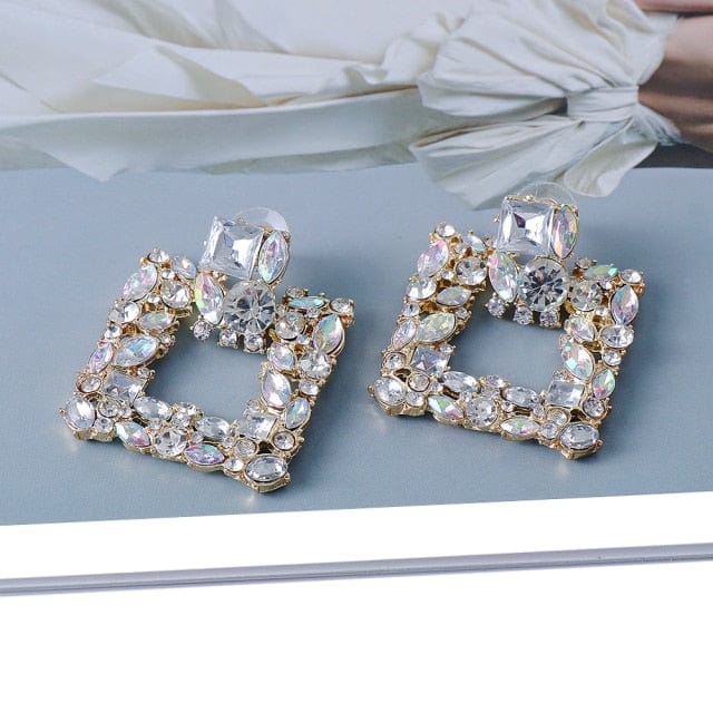 Muti Color Crystal Drop Earrings